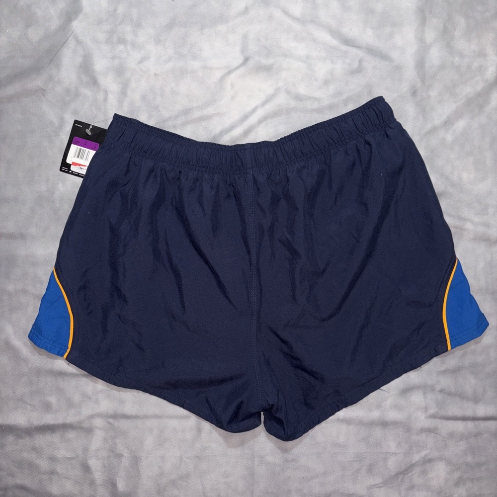 NWT VTG Nike Swim Trunks Shorts Mens XXL Navy Blue Y2K Lined 4" - Picture 9 of 11
